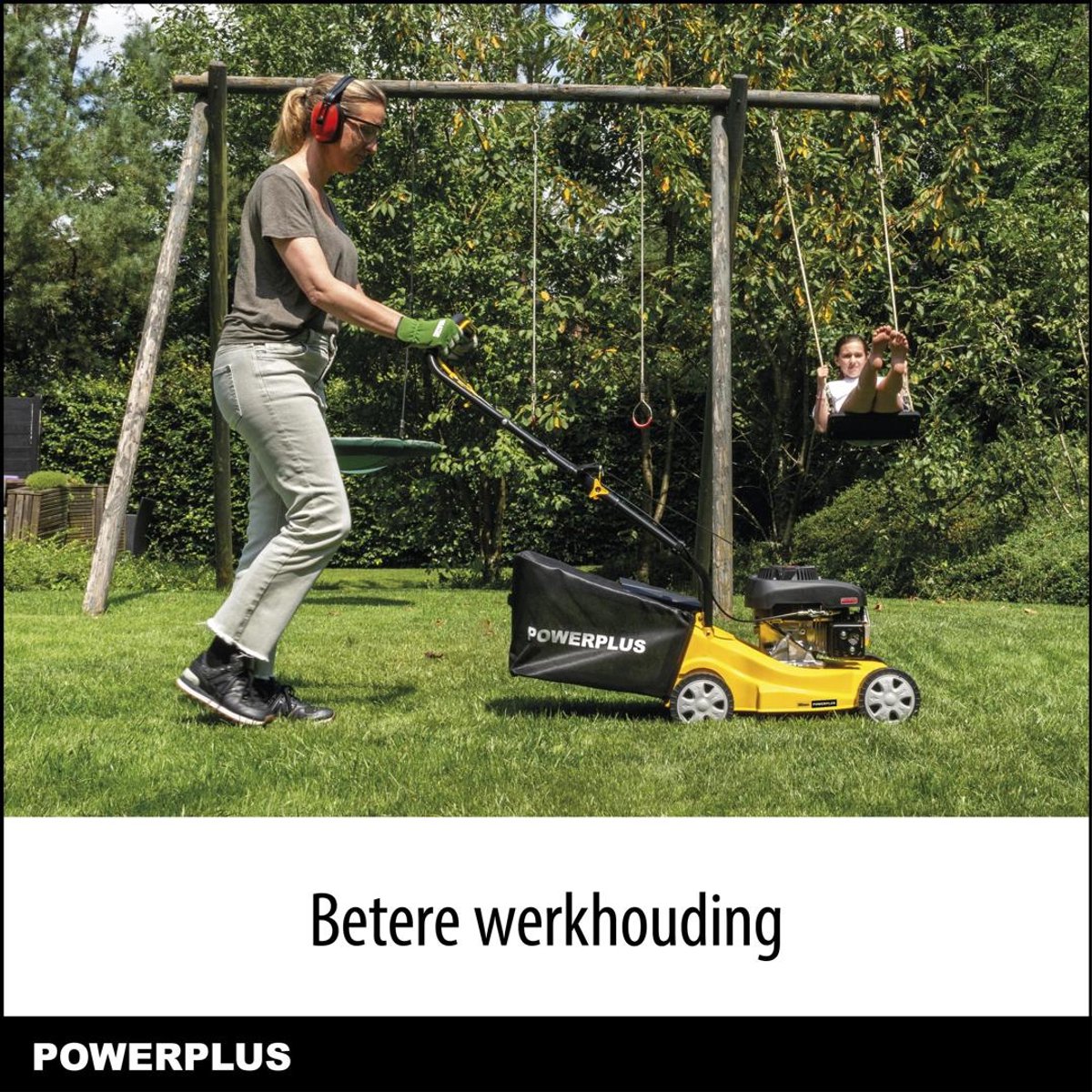 Powerplus benzine grasmaaier - 390 mm Ø en 132 cc, tuintoestel op benzine, met grasopvangsysteem en achteruitworp – foto 2
