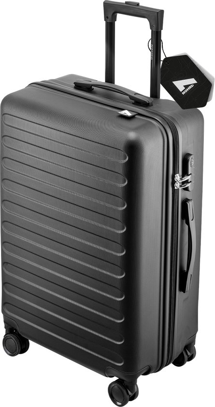 NOHRD Koffer 70L - 62x39x25 cm - Reiskoffer Medium met Spinner Wielen - Lichtgewicht - Trolley - Cijferslot - Zwart