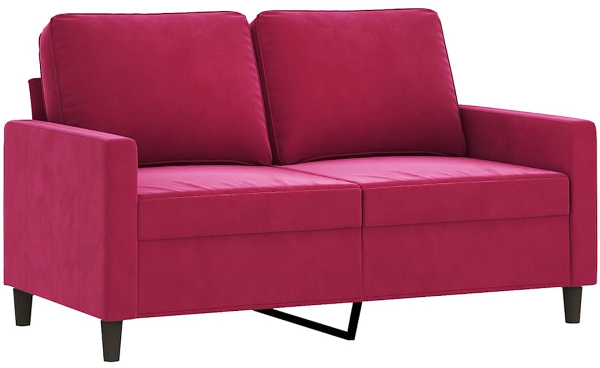 vidaXL Tweezitsbank - 120 - cm - fluweel - wijnrood