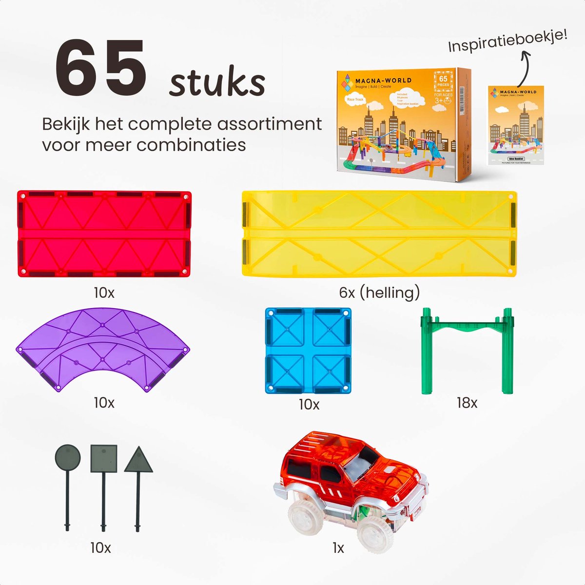 193-delig baanracen magnetisch bouwsteenspeelgoed, educatief