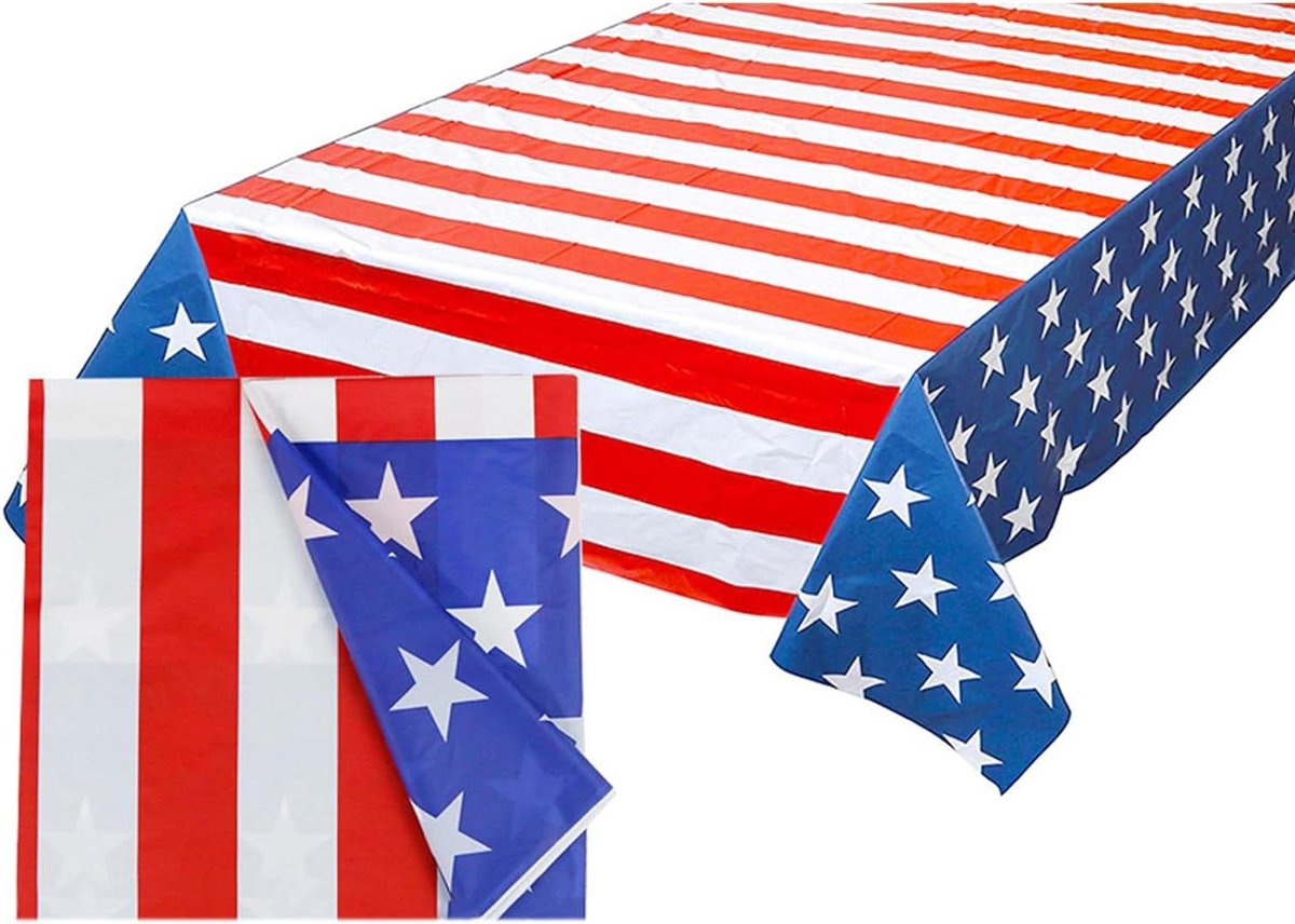 Rechthoekig tafelkleed met Amerikaanse vlagmotief, ideaal voor 4 juli viering.
