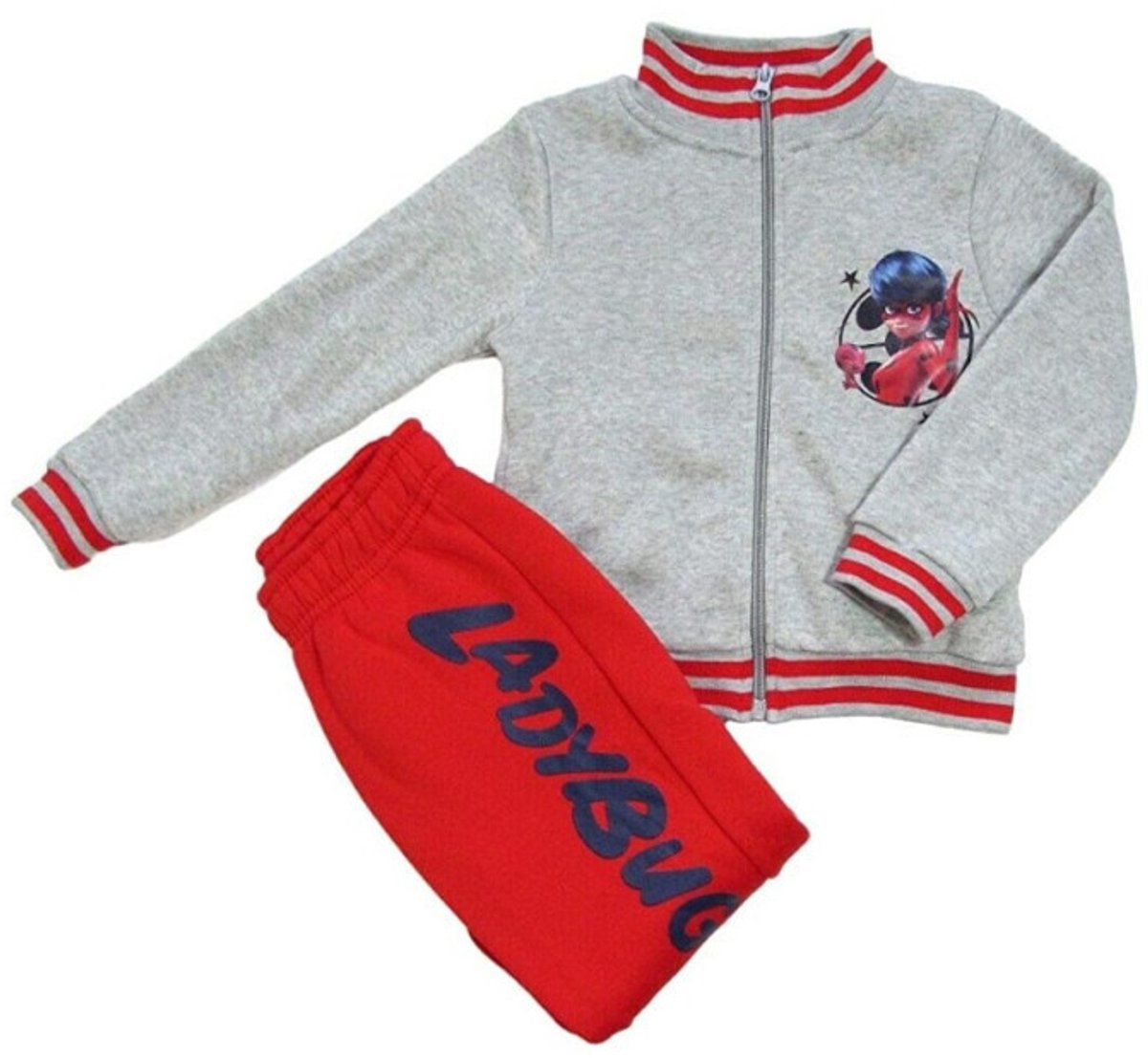 Miraculous Ladybug Set - Joggingpak - Trainingspak - 2-delig - grijs/rood - maat 110/116 (6 jaar)