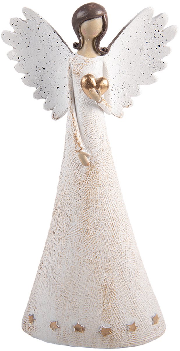 Kerstdecoratie Beeld Engel 12x6x24 cm Beige Kunststof