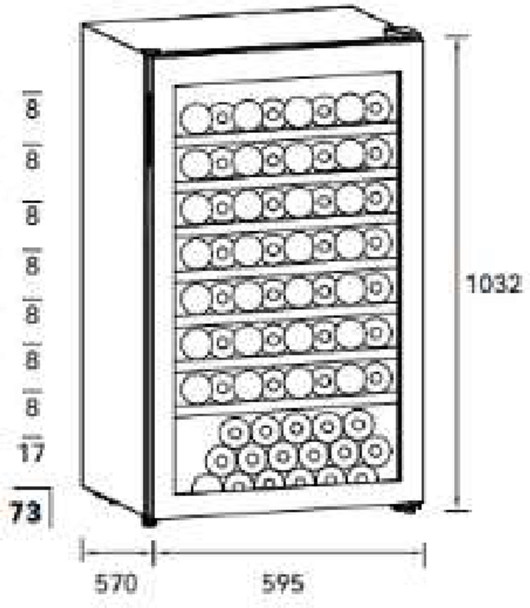 Global Applius NWT173FN1 Wijnklimaatkast 73 Flessen Vrijstaand - afbeelding 3