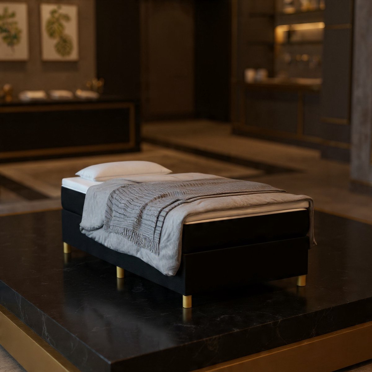 Luxe DreamComfort Stoffen Bedframe Zonder Matras - Zwart 90x200 cm - Modern Design, Stabiel Houten Lattenbodem Slaapbed, Comfortabel en Duurzaam Slaapkamer Bedframe - House & Garden