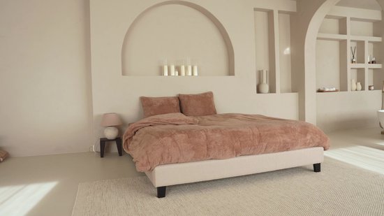 Hoeslaken Decoware® Teddy Fleece - Wit - 180 x 200 cm - Extra chaud et doux - Pour Matelas jusqu'à 30 cm d'épaisseur