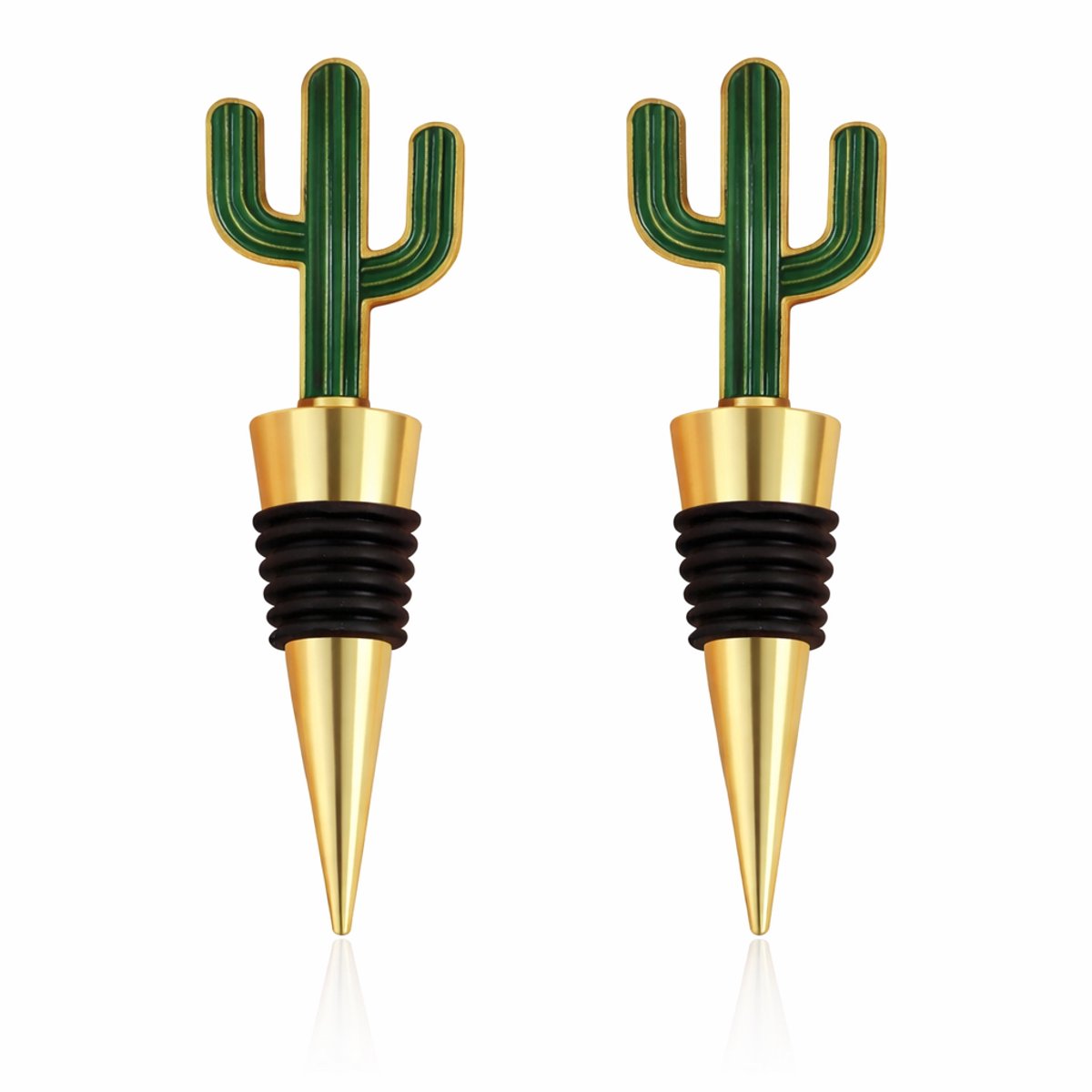 Wijnstoppers Veldman Living - RVS Wijnstoppers - Goudkleurige cactus wijnstoppers 2 stuks