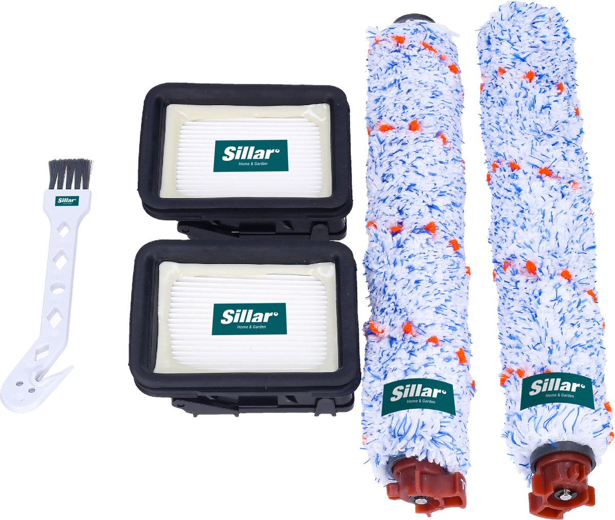 Sillar set accessoires voor stofzuiger - reserveonderdelen - geschikt voor Bissell CrossWave 1866 1868F PET - 2x HEPA-filters, 2x hoofdborstels, 1x reinigingskam - 8 stuks