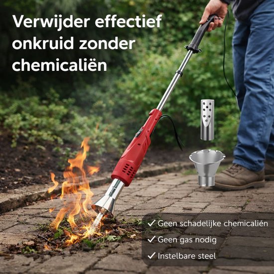 Elektrische Onkruidbrander 2000W - 650°C Thermische Onkruidverdelger - Met 2 Mondstukken - 1,8 m Kabel - Voor Bestrating, Oprit & BBQ van Merkloos	 — afbeelding 5
