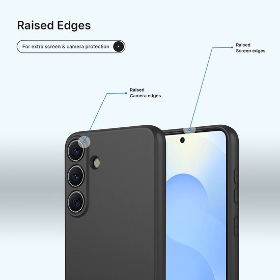 Black phone case with raised edges around the screen and camera.