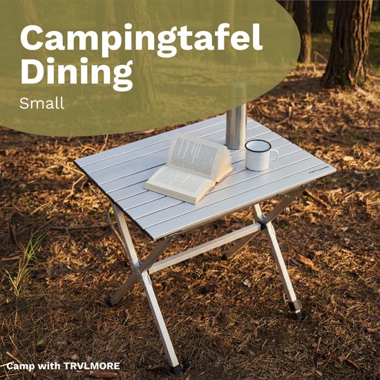 TRVLMORE Campingtafel - 80x58x71 cm - Lichtgewicht met Aluminium Frame - Vouwtafel Verstelbaar - Kampeertafel - Klaptafel - Zilver van Merkloos — afbeelding 2