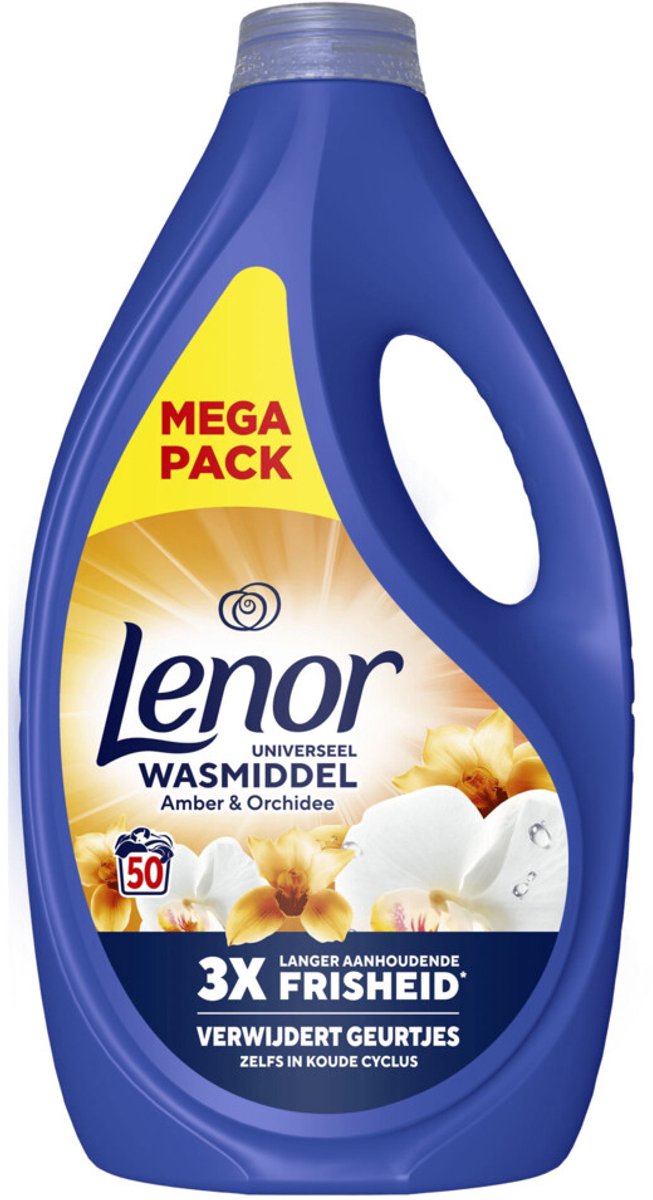 Lenor Vloeibaar Wasmiddel Amber & Orchidee 50 Wasbeurten - 4 x 2250 ml - Voordeelverpakking