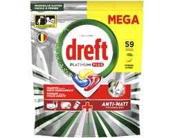 Dreft Platinum Plus Vaatwascapsules - Citroen - 59 Capsules - Anti-Dofheidstechnologie