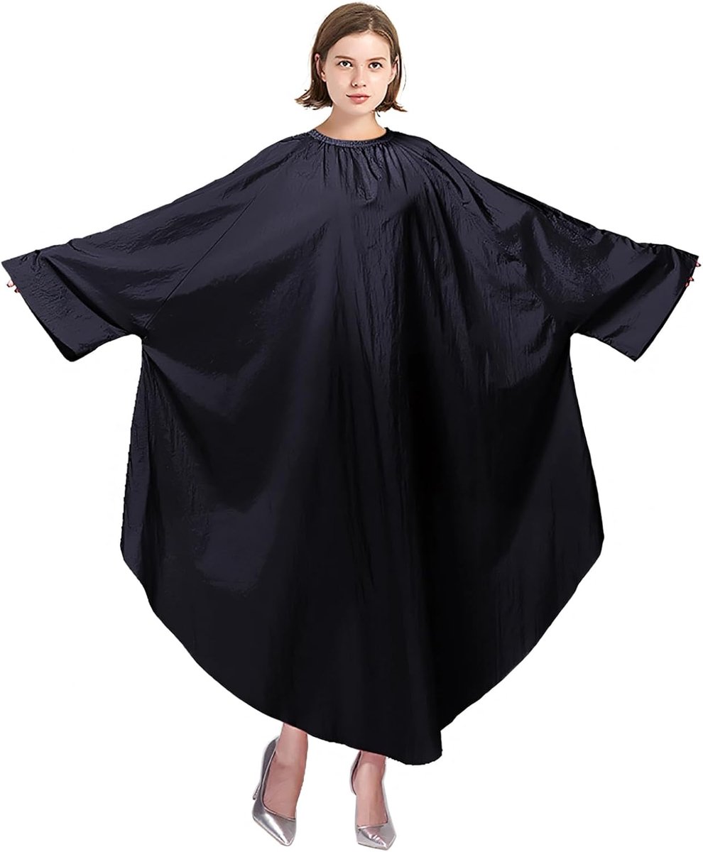 Unisex Haardresser Cape Salon Robe Met Mouwen - Lichtgewicht Zwart