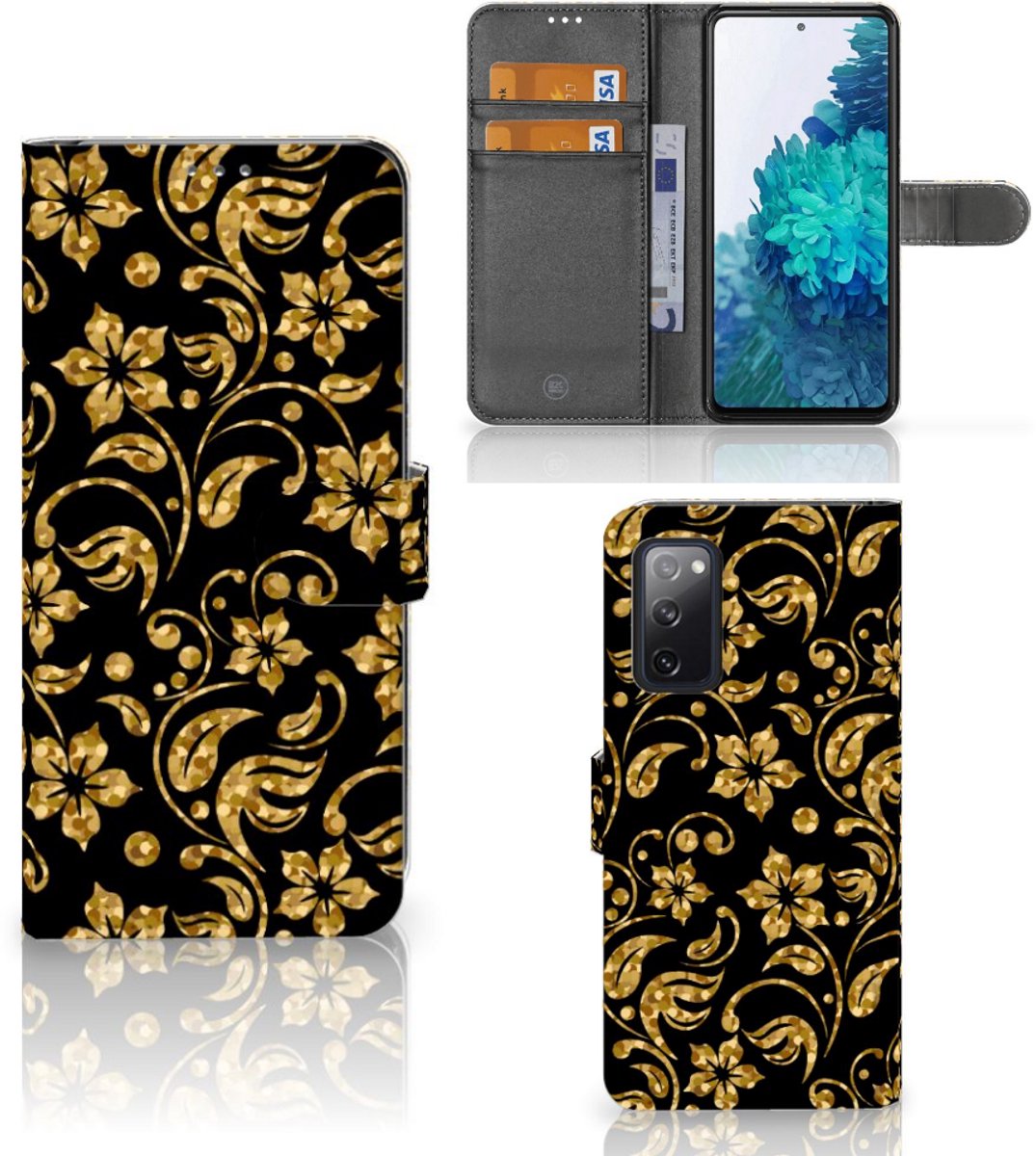 Samsung Galaxy S20 FE Hoesje Gouden Bloemen
