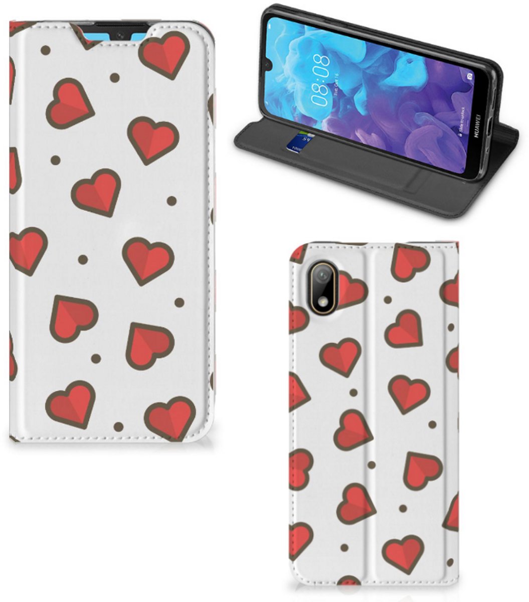 Huawei Y5 (2019) Hoesje met Magneet Hearts