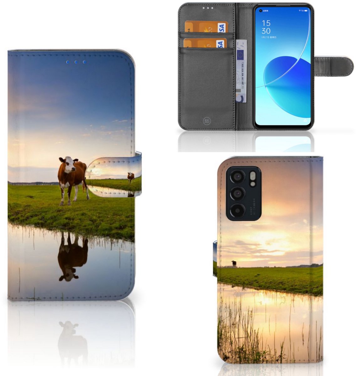 OPPO Reno6 5G Telefoonhoesje met Pasjes Koe