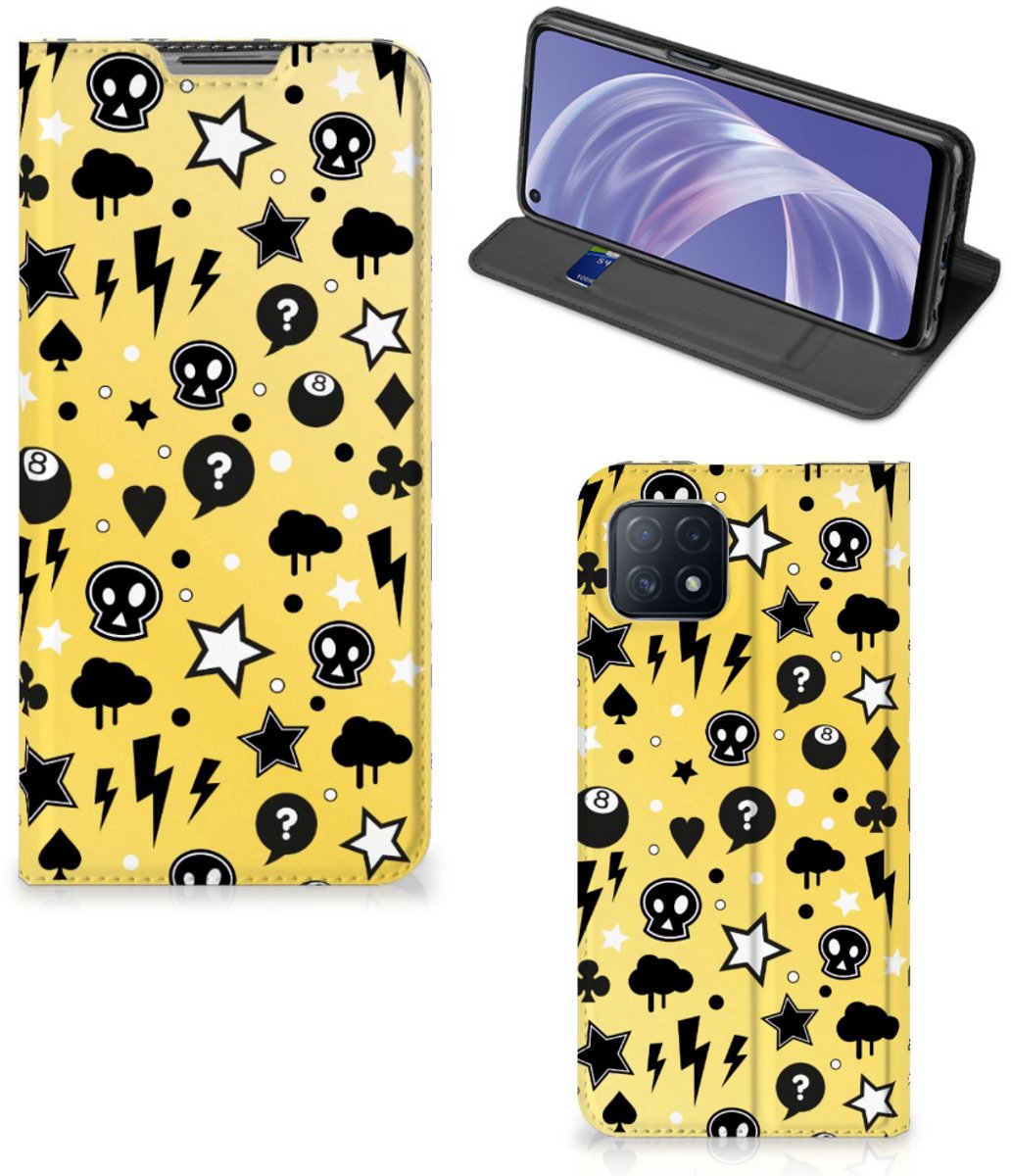 Mobiel BookCase OPPO A73 5G Punk Geel
