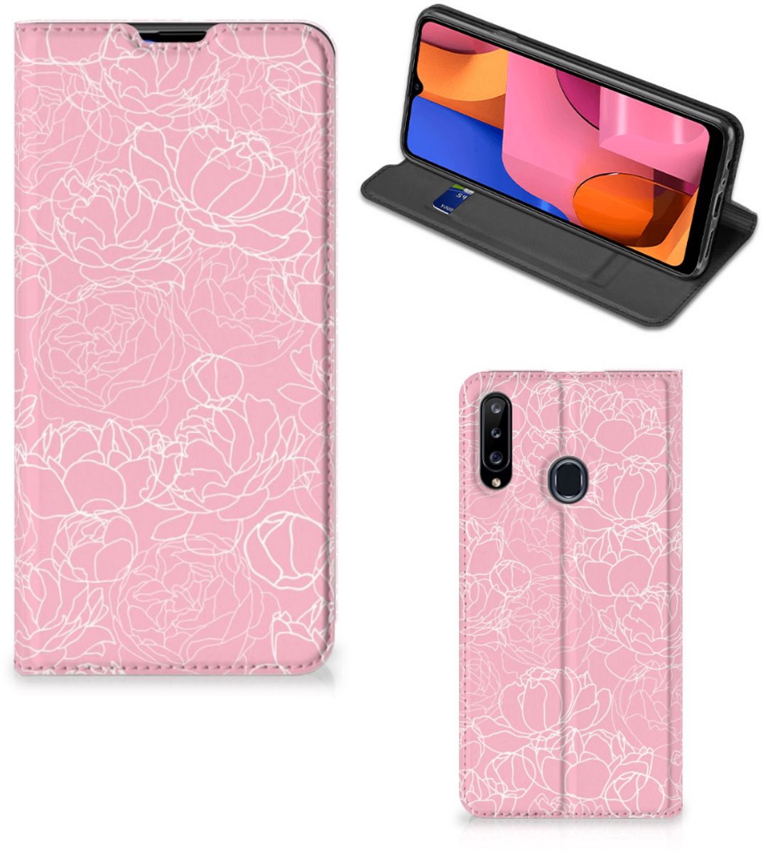 Samsung Galaxy A20s Smart Cover White Flowers