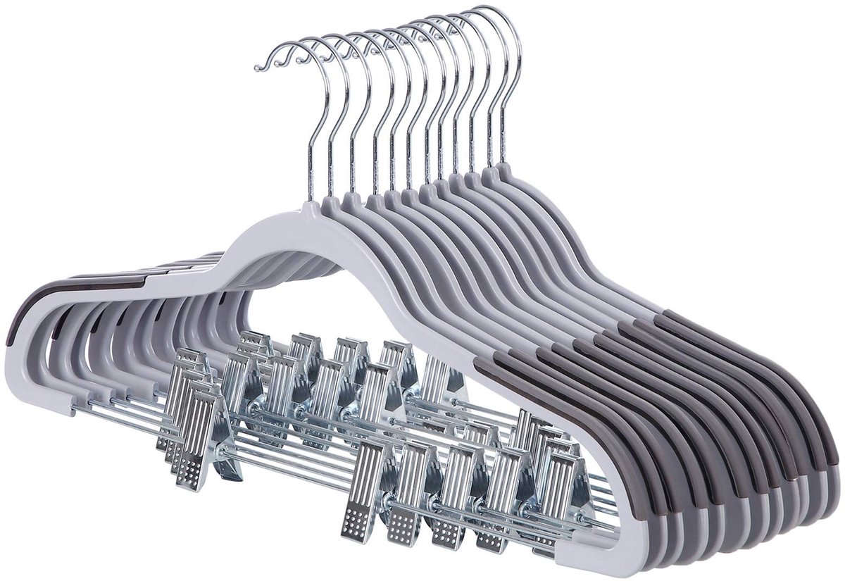 Hangers voor Kleding - 12 Stuks met Clips - 360° Draaiende Haak
