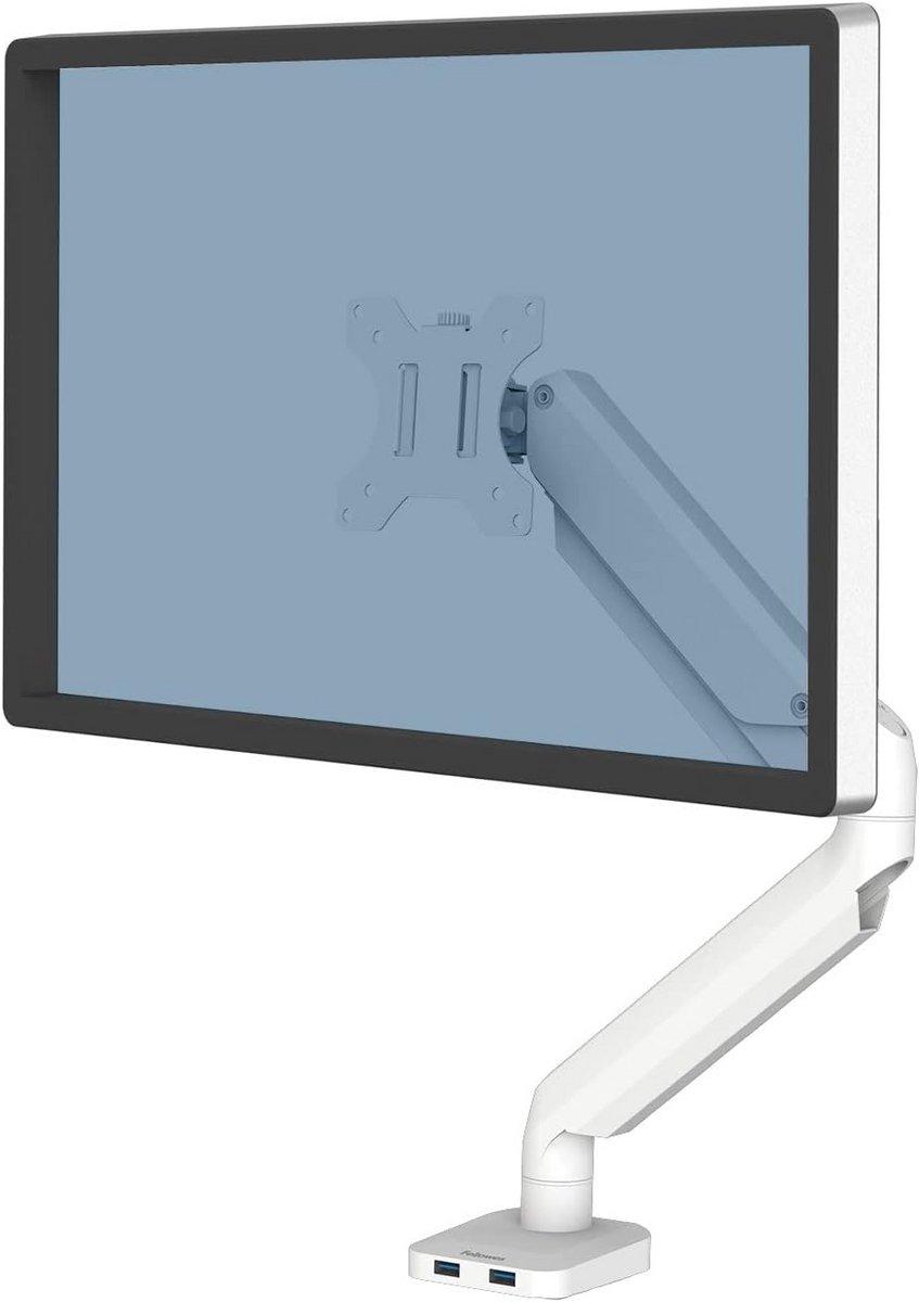 Verstelbare Monitorarm voor 1 Monitor tot 32 Inch met USB-poorten - Wit