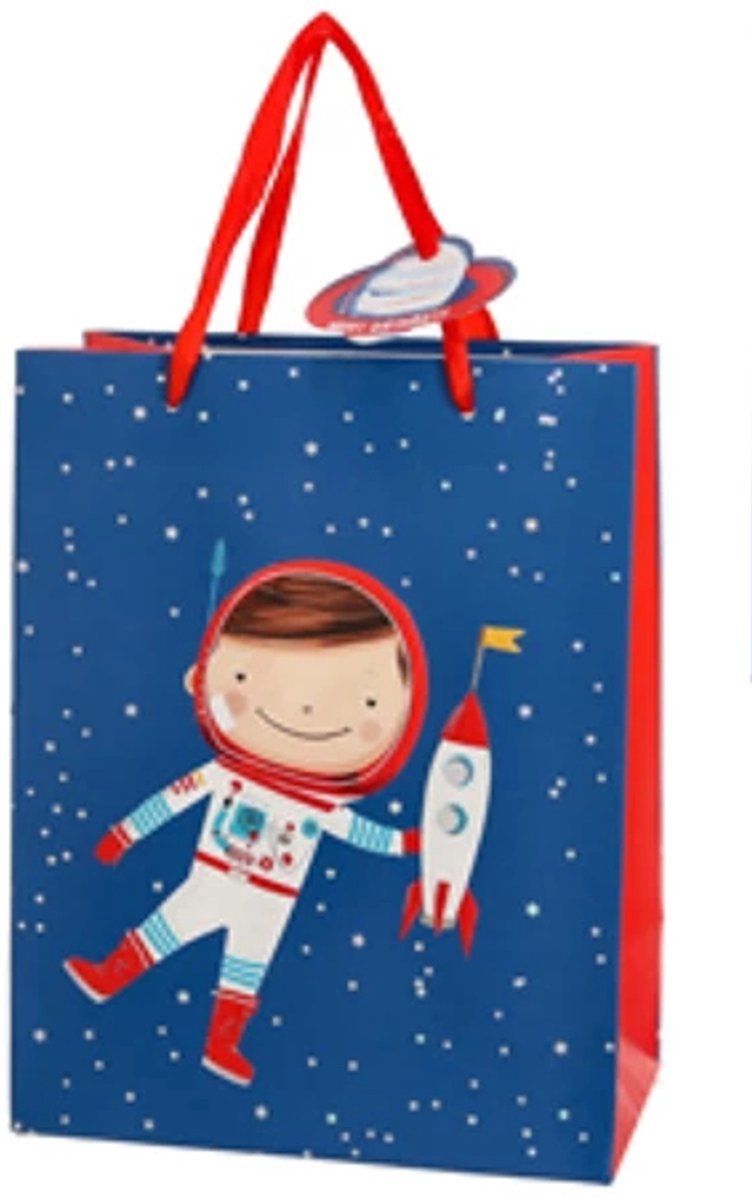 Cadeautas M A5 Kind Jongen Astronaut - Luxe Geschenktas - Cadeauzak - Geschenkzak - 17cmx9cmx23cm