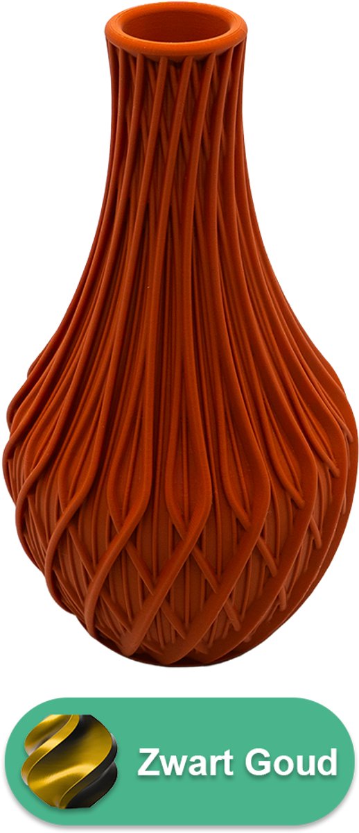 Lovora Miroa design vaas – Decoratieve vaas - Zwart / Goud - 3d geprinte vaas – geschikt voor droogbloemen - 25CM