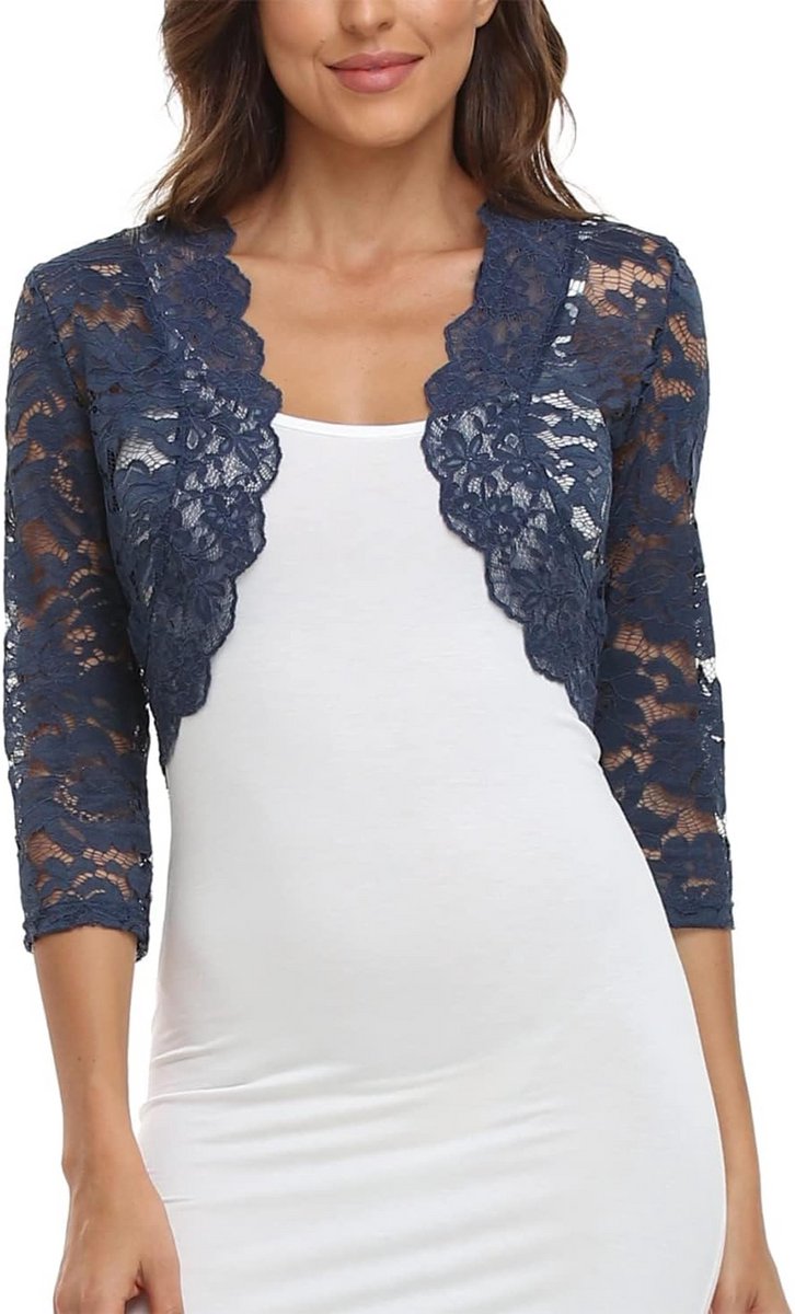 Korte kant bolero voor dames - stijlvolle cardigan met driekwart mouwen