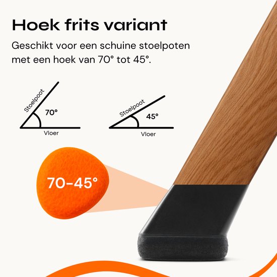 FLOOQ Premium Cache-jambes pour chaises flexibles rectangulaires inclinés 30 x 15 mm - Feutre anti-rayures - Protège-pieds de chaise - Protection du sol - 24 pièces - Frits