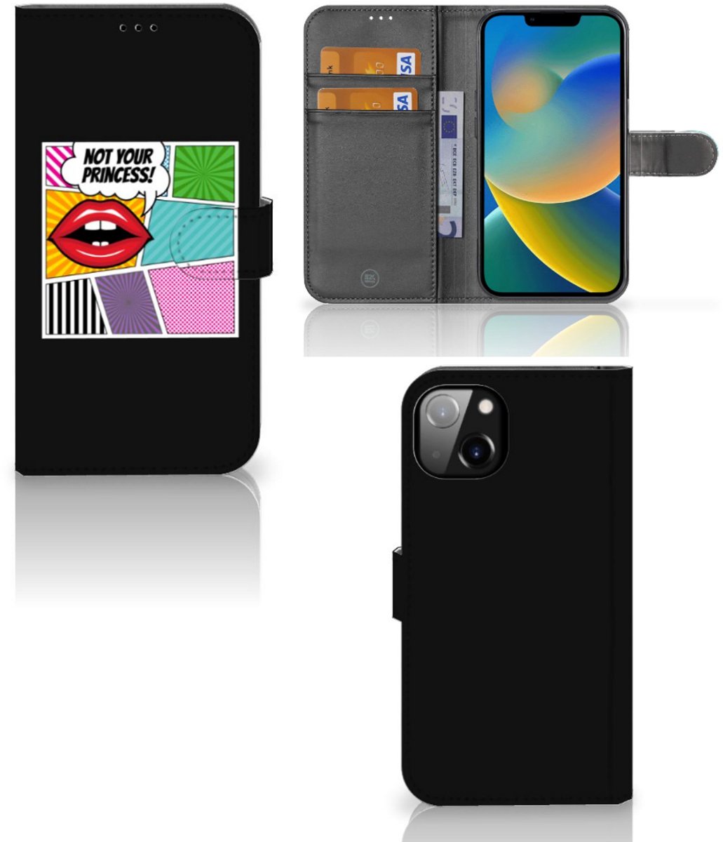 iPhone 14 Plus Wallet Case met Pasjes Popart Princess