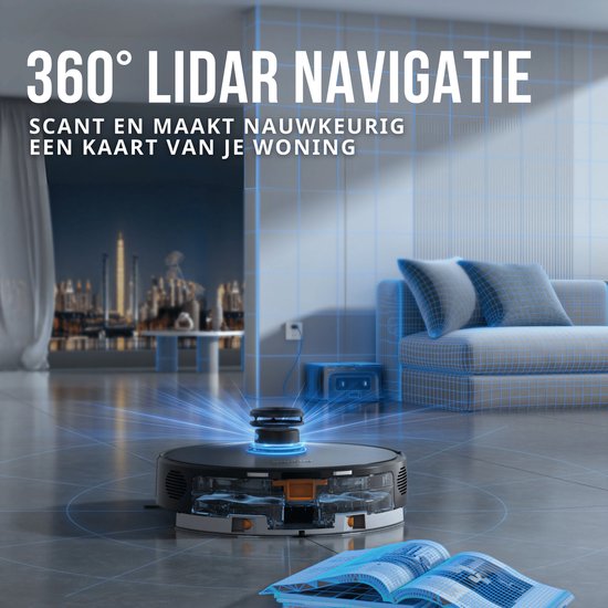 Teendow D65S MAX Robotstofzuiger met Dweilfunctie + Leegstation – 6000 Pa – LiDAR Laser Navigatie – tot 70 dagen automatisch legen – 220 min – App (Tuya) + Alexa/Google – Zwart