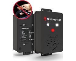 Pest Protest Marterverjager - Steenmarter Verjager voor Binnen en Buiten - Op Batterijen, 12V of Auto Accu - Ultrasoon - Outdoor Ongedierte Verjager