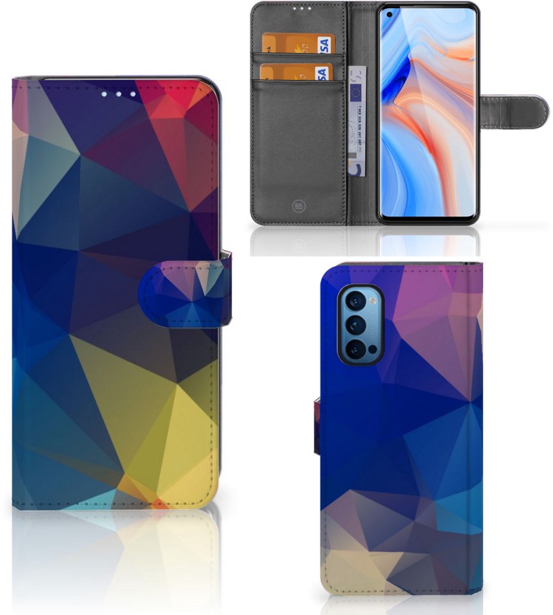 OPPO Reno 4 Pro 5G Book Case Polygon Dark