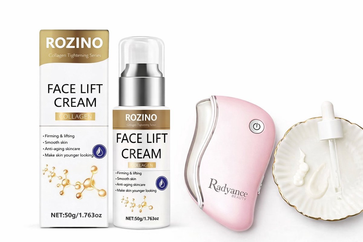 Gezichtsserum Verstevigende Crème met Collageen & Hyaluronzuur + Skincare Huidverjongingsapparaat Radyance Eyelift