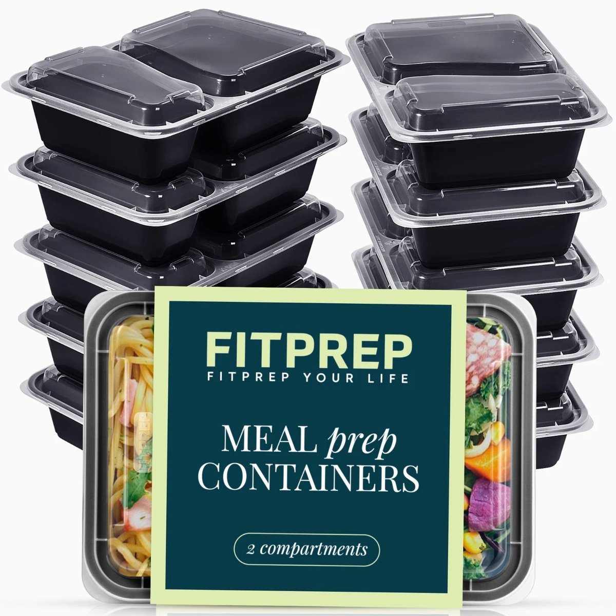 Fitprep Meal Prep Magnetron Bakjes met Deksel 10x 828 ML - Vershoudbakjes Set BPA Vrij - Herbruikbare Diepvriesbakjes Vershouddoos - Mealprep Bakjes 2 Compartimenten - Magnetron & Diepvries Bakjes