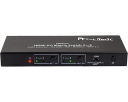 HDMI Matrix Switch - 2x2 Selector Box - Thuisbioscoop Verbinding - Met Audio Extractor - 4K 60Hz HDR - Zwart