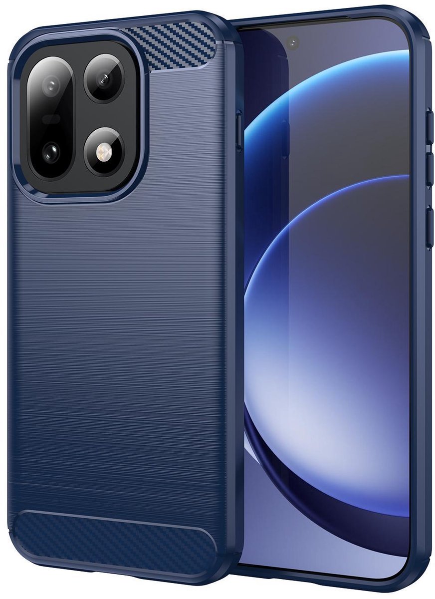 Mobigear Hoesje geschikt voor OnePlus 15 Telefoonhoesje Flexibel TPU | Mobigear Brushed Slim Backcover | 15 Case | Back Cover - Blauw