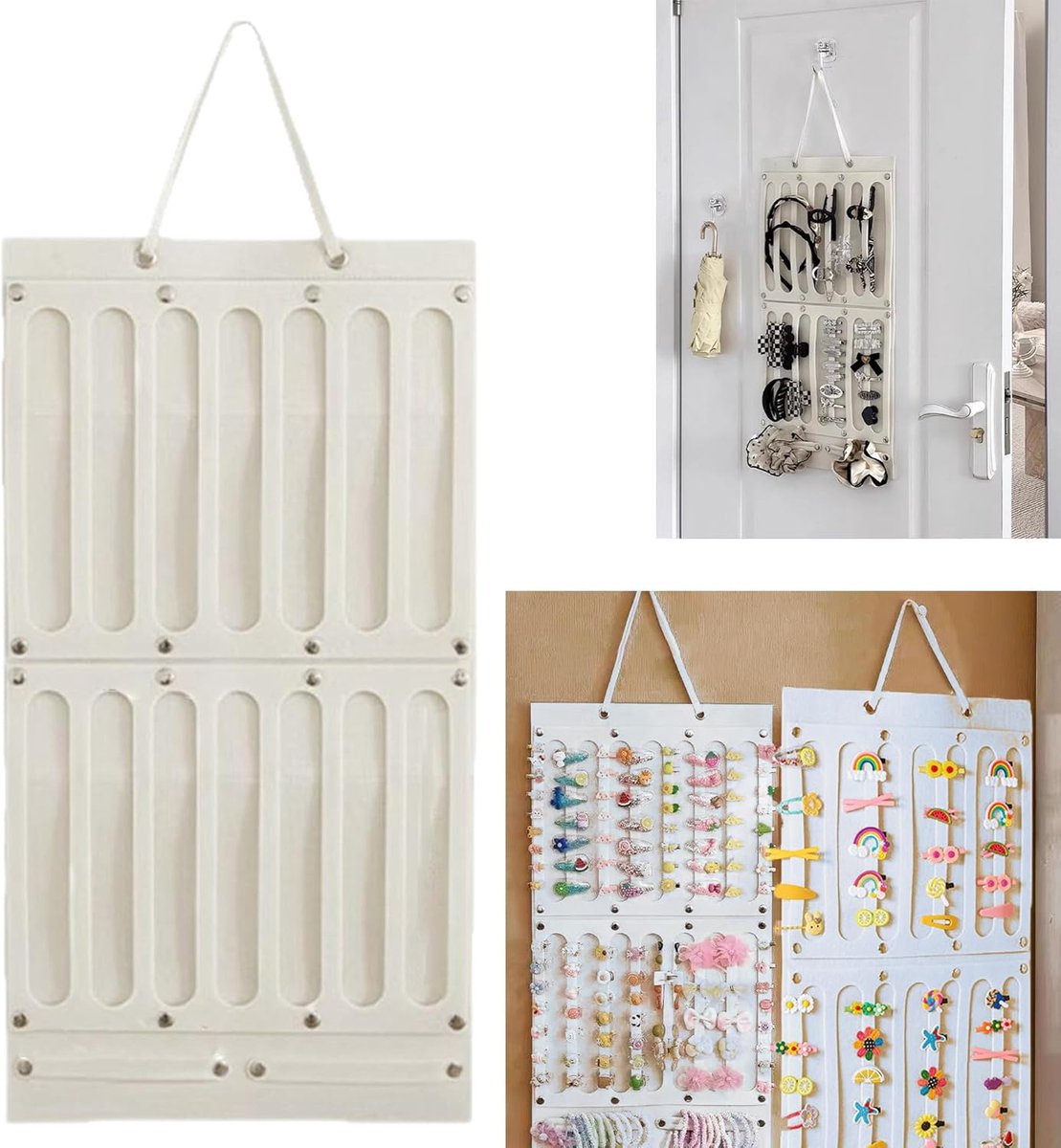 Haaraccessoires Organizer - Hangende Haarspelden en Haarbanden Opbergoplossing in Wit