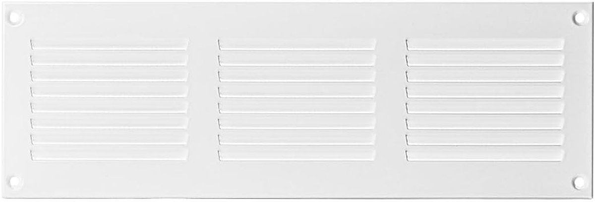Wit Stalen Ventilatierooster met Insectengaas 300x100mm - Perfect voor Ventilatiesystemen