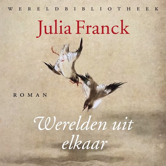 Boekcover 'Julia Franck Werelden uit elkaar' met twee vogels in de lucht.