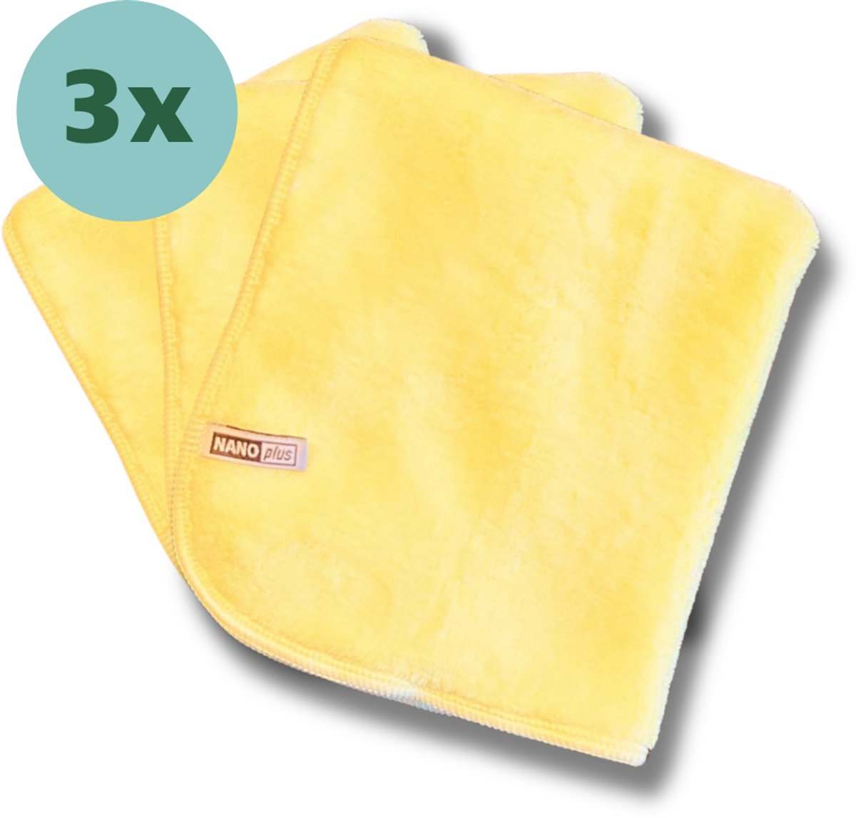 Nano Plus 3x Premium Schoonmaakdoek Geel 36x31cm - Nanovezeldoeken: Sterker en Efficiënter dan Microvezeldoekjes - Wasbaar - Voor Koken, Keuken, Badkamer, Glas, Auto Wassen, Inductie Kookplaat, Keramische Kookplaat - Schoonmaakdoekjes – Handdoek