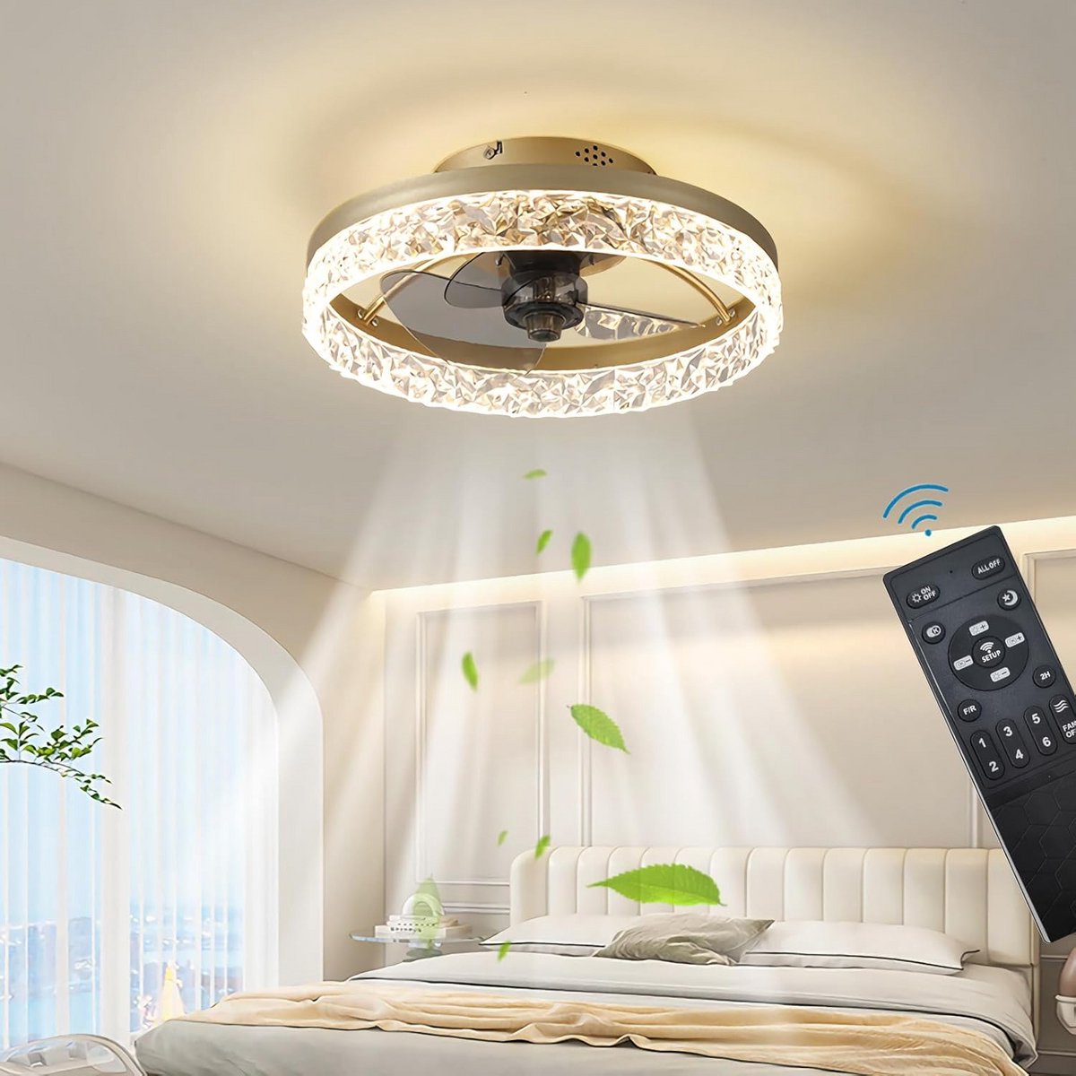 Moderne Plafondventilator met Verlichting en Afstandsbediening - Dimbaar en Met 6 Snelheden – foto 7