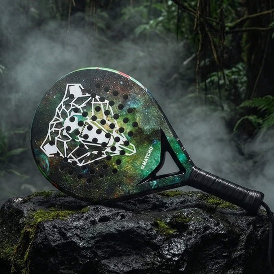 Matchu Sports - Padel Racket - Bear - Padel - Padelrackets - Rond - Carbon - Groen - Inclusief padel tas - padeltas