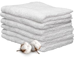 Miss Towels Hotelkwaliteit Gastendoekje Set - Wit - 6 stuks - Gastendoekjes - 100% katoen - 30x50cm - 550 gr/m2 - Made in Portugal