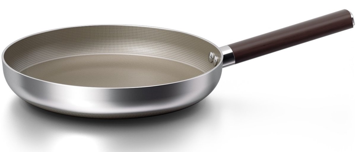 Cheffinger Koekenpan - 20cm - RVS - Super Reliëf - Stof-Touch Handgreep met Houtlook