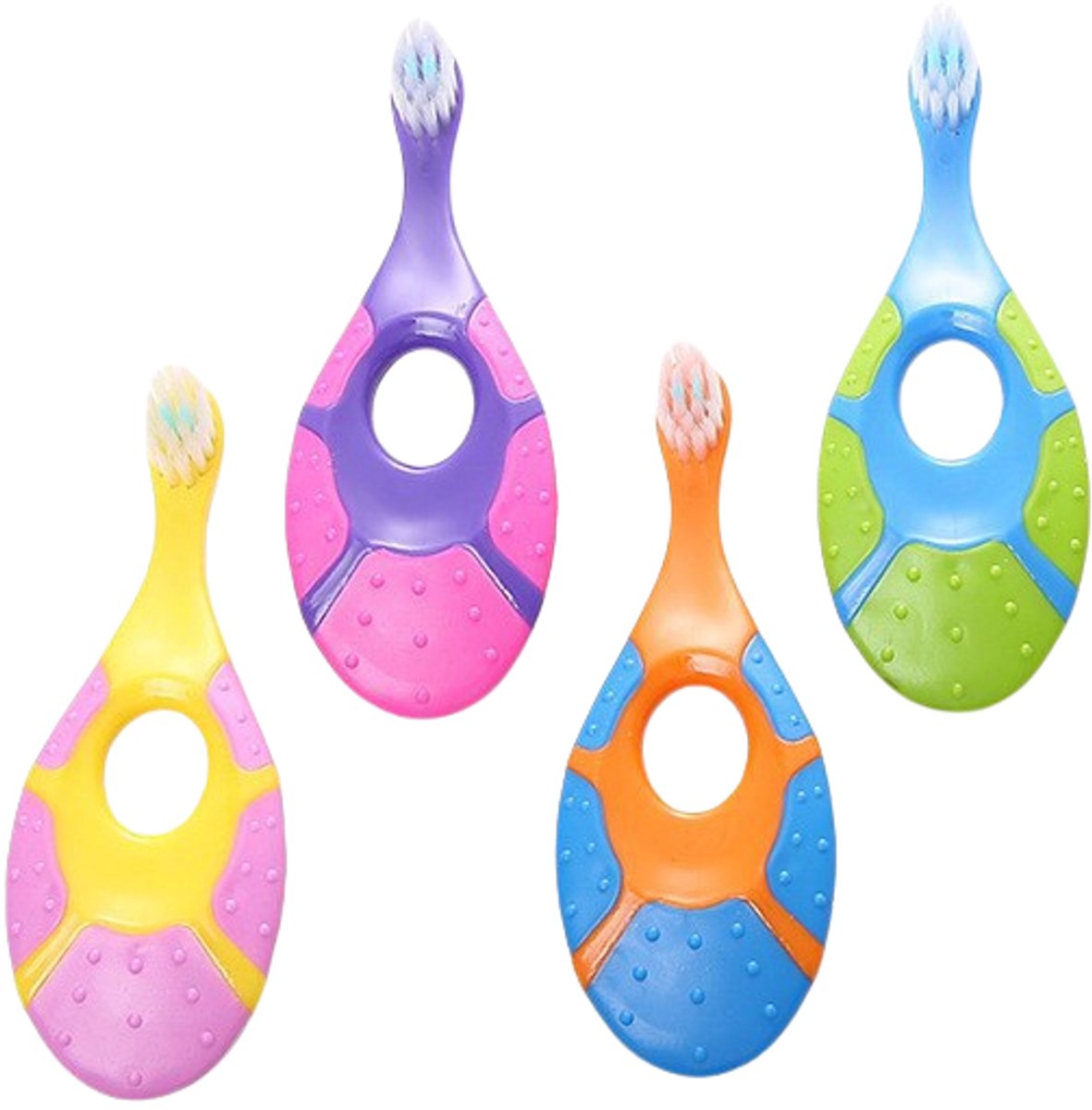 JGR Baby Tandenborstel Met Bijtring Op Handvat - 4 Verschillende Kleuren - 4 Stuks