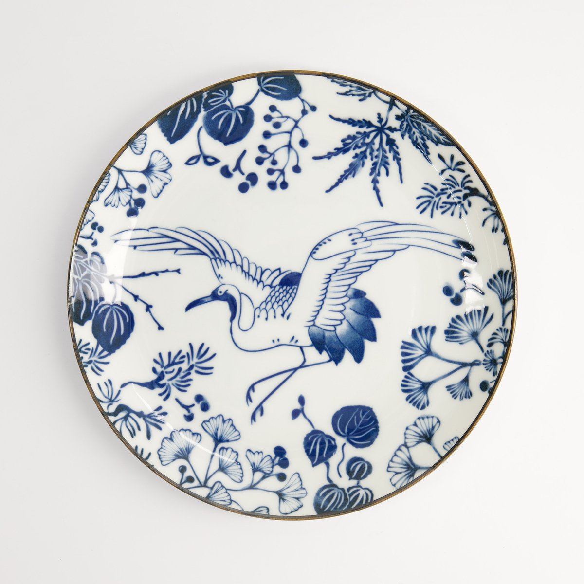 Tokyo Design Studio - Flora Japonica Crane - Bord - Blauw Wit - Porselein - Ø16 cm
