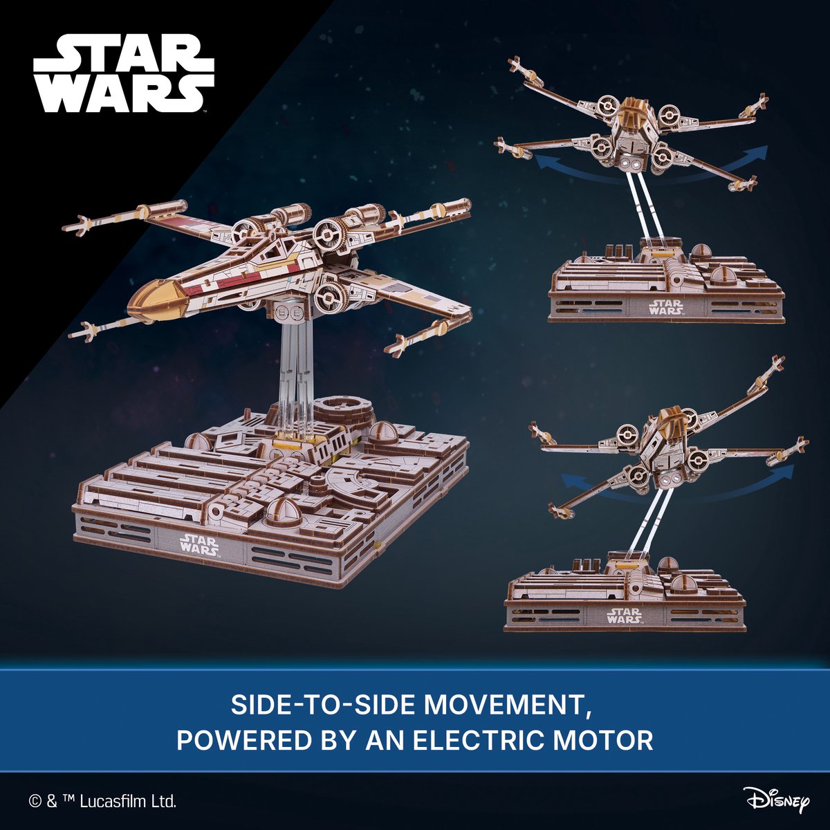 UGEARS 3D Modelbouw - Luke Skywalker's X-Wing Starfighter - Star Wars - Mechanisch Bouwpakket Hout - Educatief Speelgoed — afbeelding 16