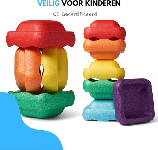 Livista Stapelstenen - Balanceerstenen - regenboog - 6 stuks - Balans speelgoed - Vierkant van Merkloos — afbeelding 5