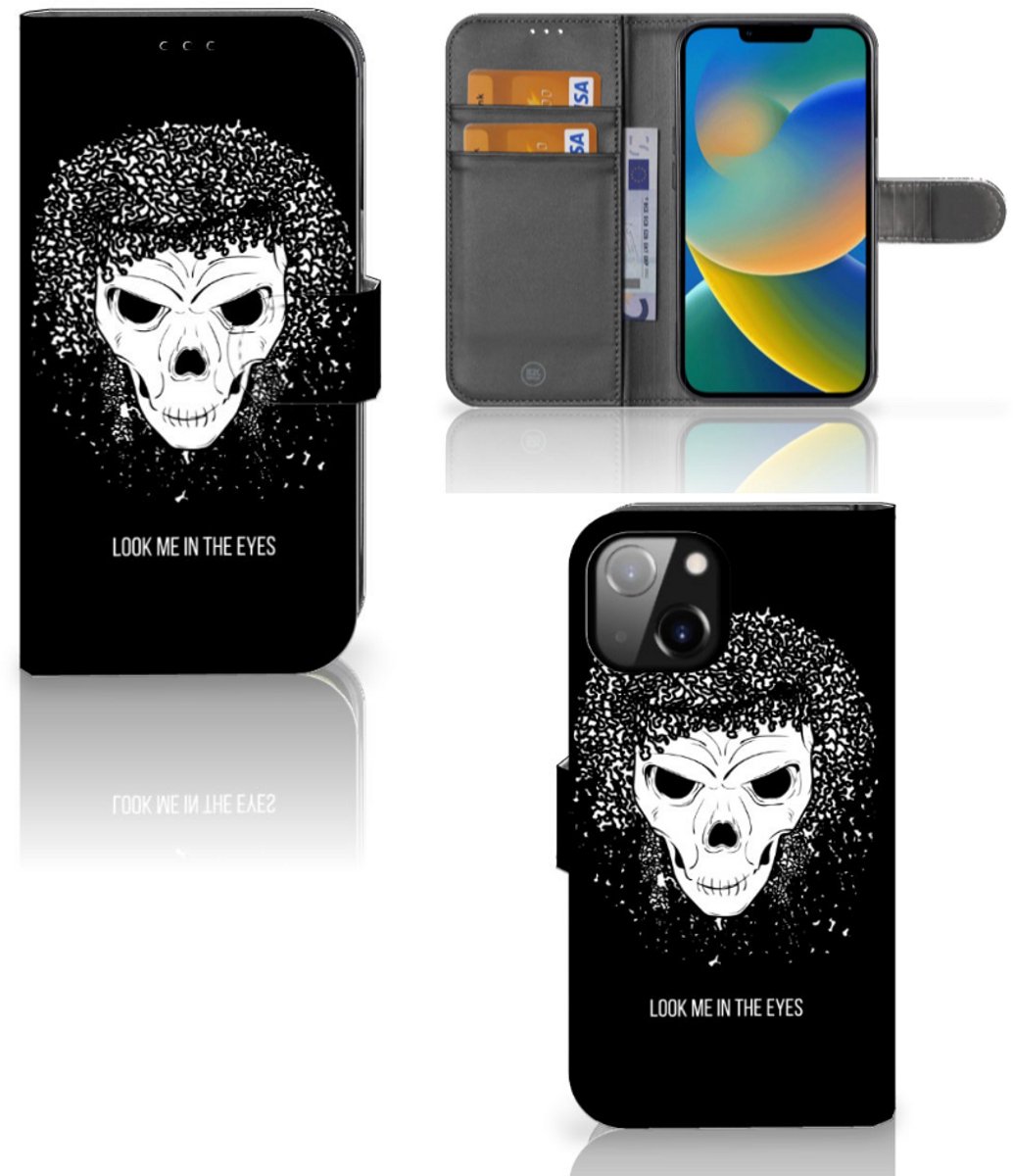Telefoonhoesje met Naam Apple iPhone 14 Skull Hair